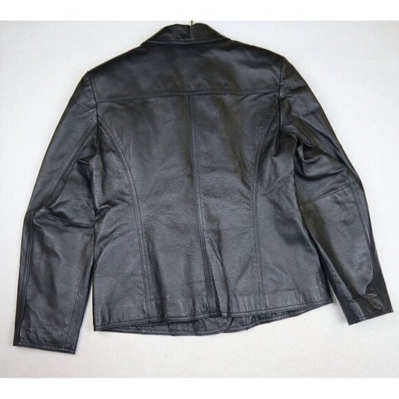 East 5th Jacket Womens Size Large Genuine Leather Black Button Front Jacket - Picture 7 of 13